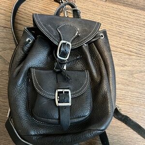 Roots small black leather backpack